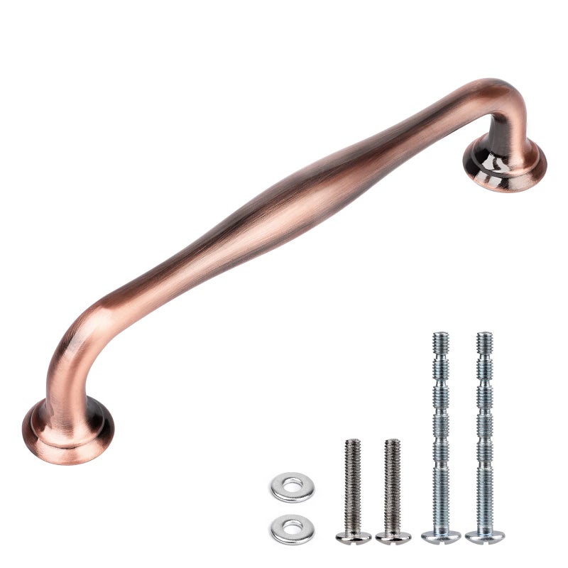 WEAVERBIRD 6 Pack Cabinet Handles Red Copper 5" Hardware Pull Handles, Antique Dresser Drawer Pulls Furniture Drawer Pulls - Image 1